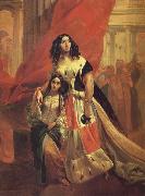 Karl Briullov Portrait of Countess Yulia Samoilova with her Adopted daughter amzilia pacini oil painting on canvas